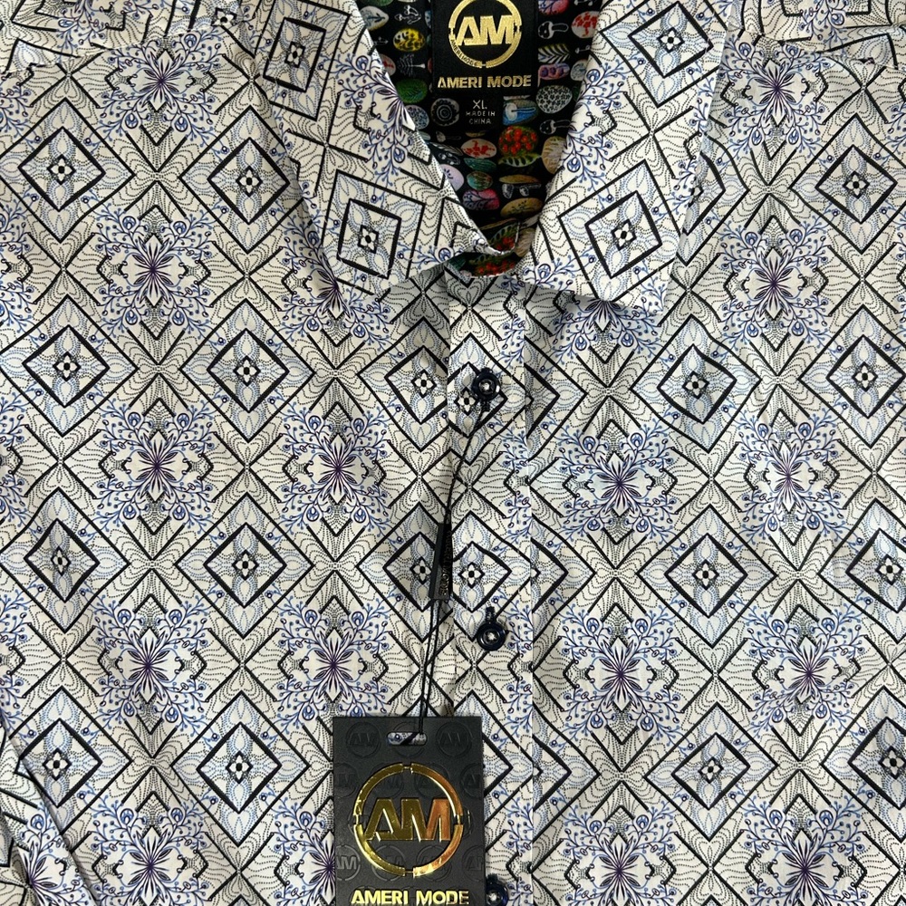 Ameri Mode Geometric Print Long-Sleeve Dress Shir… - image 2